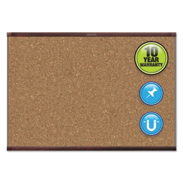 Picture of Prestige 2 Magnetic Cork Bulletin Board, 72 x 48, Tan Surface, Mahogany Aluminum/Plastic Frame