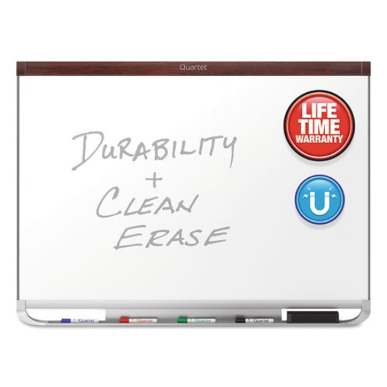Picture of Prestige 2 DuraMax Magnetic Porcelain, 36 x 24, White Surface, Mahogany Fiberboard/Plastic Frame