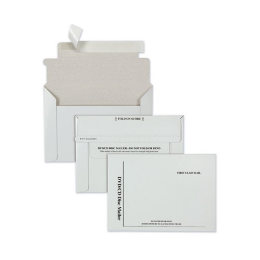 Picture of Disk/CD Foam-Lined Mailers for CDs/DVDs, Square Flap, Redi-Strip Adhesive Closure, 8.5 x 6, White, 25/Box