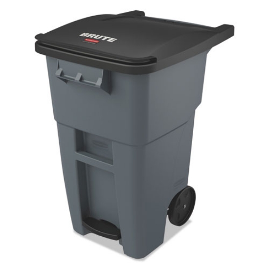 Picture of Brute Step-On Rollouts, 50 gal, Metal/Plastic, Gray