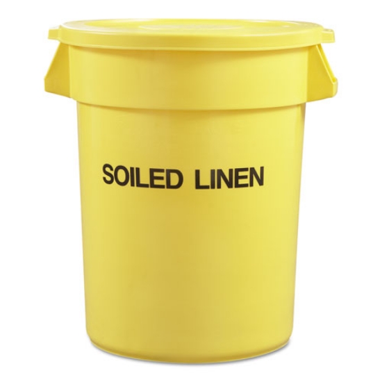 Picture of vented round brute container, "trash only" imprint, 33 gal, plastic, yellow