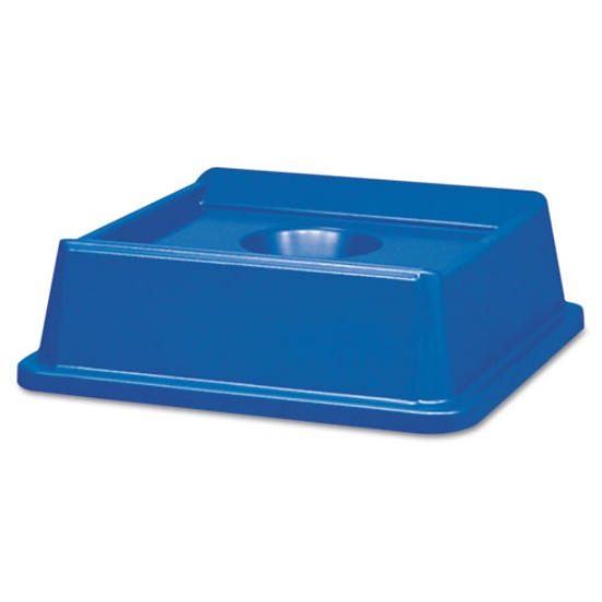 Picture of Untouchable Bottle and Can Recycling Top, Round Opening,  20.13w x 20.13d x 6.25h, Blue