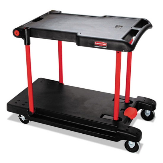 Picture of Convertible Utility Cart, Plastic, 2 Shelves, 400 lb Capacity, 23.88" x 45.13" x 34.38", Black