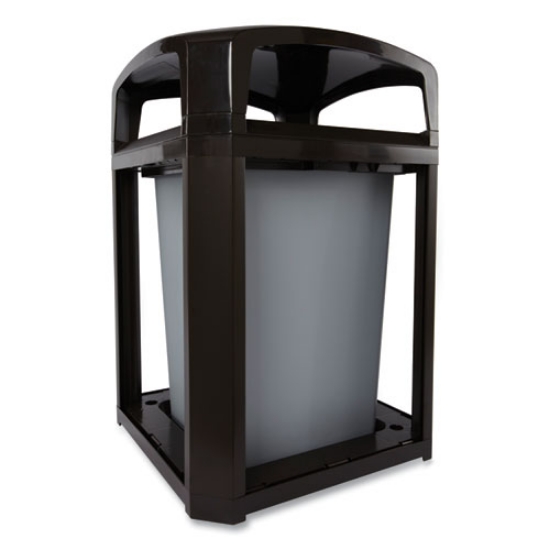 Picture of Landmark Series Classic Dome Top Container and Ashtray, 35 gal, Resin, Black