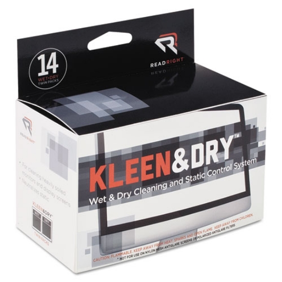 Picture of Two Step ScreenKleen Wet and Dry Cleaning Wipes, 5 x 5, Unscented, 14/Box