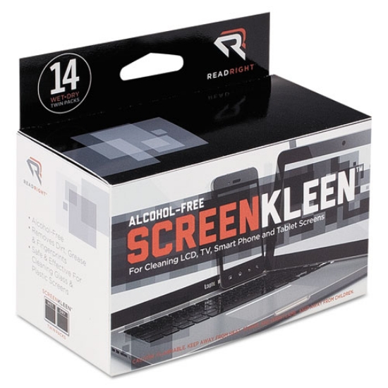 Picture of ScreenKleen Alcohol-Free Wipes, Cloth, 5 x 5, Unscented, 14/Box