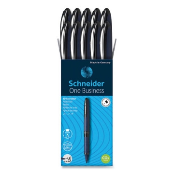 Picture of One Business Rollerball Pen, Stick, Fine 0.6 mm, Black Ink, Dark Blue/Black Barrel, 10/Box