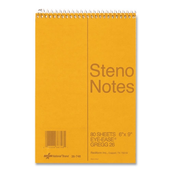 Picture of Standard Spiral Steno Pad, Gregg Rule, Brown Cover, 80 Eye-Ease Green 6 X 9 Sheets