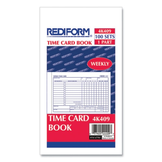 Picture of Weekly Employee Time Cards, One Side, 4.25 X 7, 100/pad