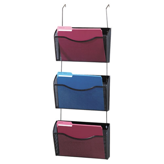 Picture of Mesh Three-Pack Wall Files, 3 Sections, Letter Size, 14" x 6.63" x 33.5", Black, 3/Pack