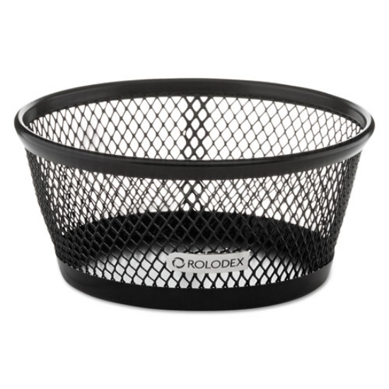 Picture of Mesh Jumbo Nestable Paper Clip Dish, Wire Mesh, 4.3" Diameter x 2"h,  Black