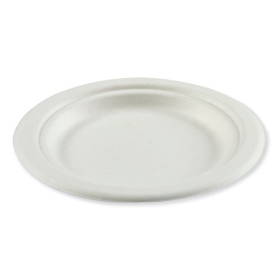 Picture of bagasse pfas-free dinnerware, plate, 6", white, 1,000/carton