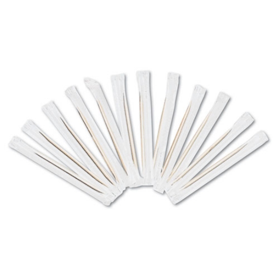Picture of Cello-Wrapped Round Wood Toothpicks, 2.5", Natural, 1,000/box, 15 Boxes/carton