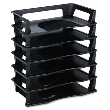 Picture of Regeneration Recycled Plastic Letter Tray, 6 Sections, Letter Size Files, 9.13" X 15.25" X 2.75", Black
