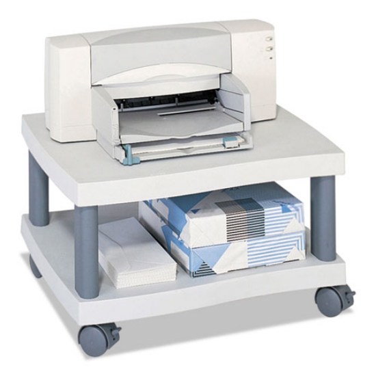 Picture of Wave Design Under-Desk Printer Stand, Plastic, 2 Shelves, 20" x 17.5" x 11.5", White/Charcoal Gray