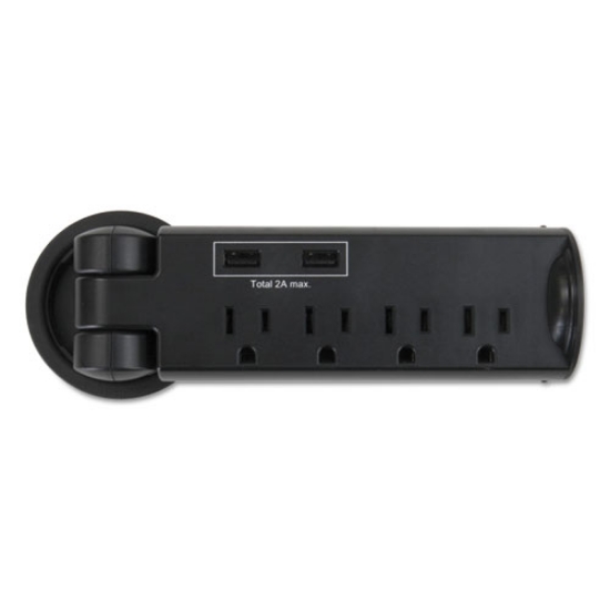 Picture of Pull-Up Power Module, 4 Outlets, 2 Usb Ports, 8 Ft Cord, Black