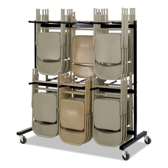 Picture of two-tier chair cart, two-sided 12-section hang-hook format, metal, 64.5" x 33.5" x 70.25", black