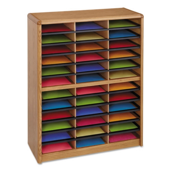 Picture of STEEL/FIBERBOARD LITERATURE SORTER, 36 COMPARTMENTS, 32.25 X 13.5 X 38, OAK
