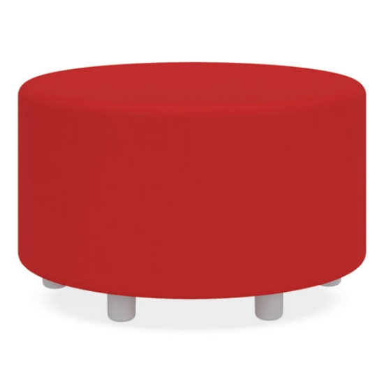 Picture of Learn 30" Cylinder Vinyl Ottoman, 30w x 30d x 18h, Red, Ships in 1-3 Business Days