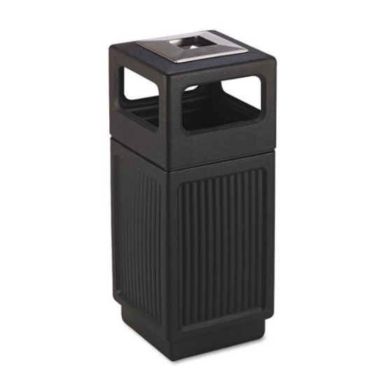 Picture of Canmeleon Recessed Panel Receptacles, 15 gal, Polyethylene, Black