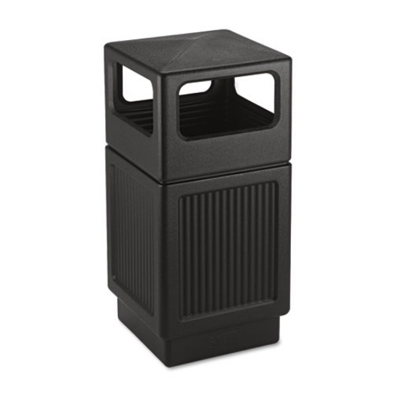 Picture of Canmeleon Recessed Panel Receptacles, Side-Open, 38 gal, Polyethylene, Black