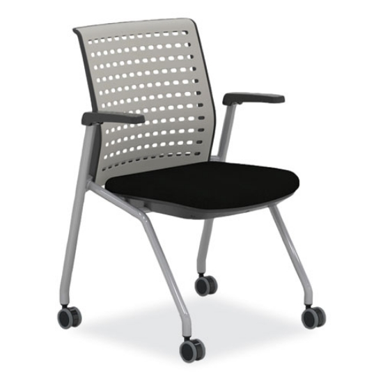 Picture of Thesis Training Chair w/Static Back and Arms, Max 250 lb, 18"  High Black Seat,Gray Back/Base,2/CT,Ships in 1-3 Business Days