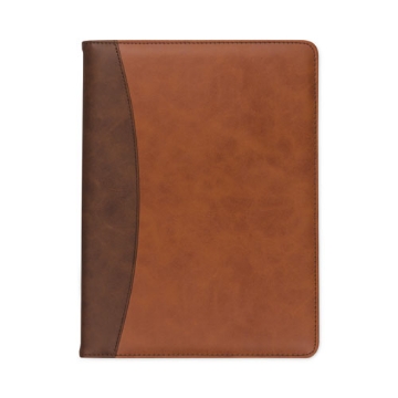 Picture of Two-Tone Padfolio with Spine Accent, 10.6w x 14.25h, Polyurethane, Tan/Brown