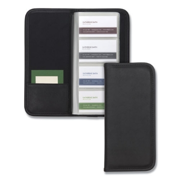 Picture of Professional Vinyl Business Card File, Holds 160 2 x 3.5 Cards, 4.75 x 10.25, Black