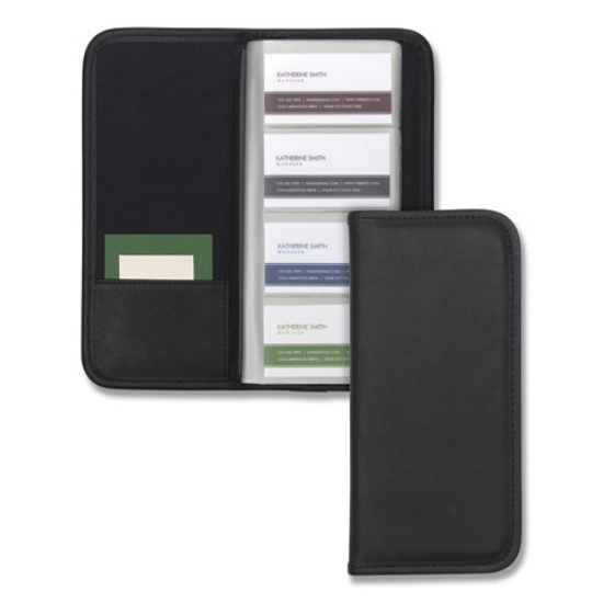 Picture of Professional Vinyl Business Card File, Holds 160 2 x 3.5 Cards, 4.75 x 10.25, Black