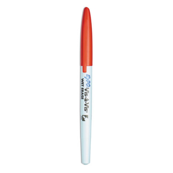 Picture of Vis-A-Vis Wet Erase Marker, Fine Bullet Tip, Red, Dozen