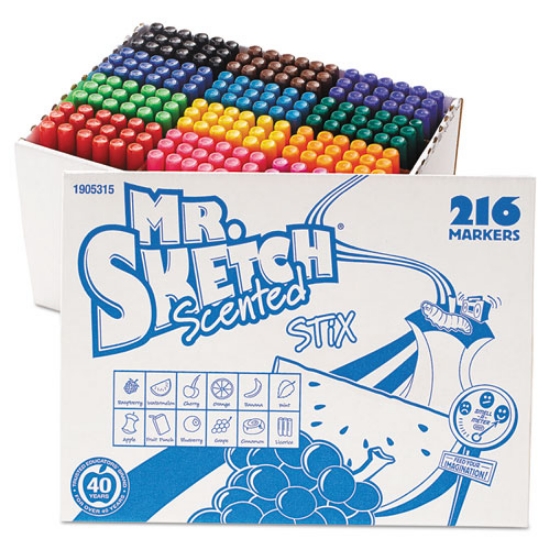 Picture of Scented Stix Watercolor Marker Set School Pack, Fine Bullet Tip, Assorted Colors, 216/set