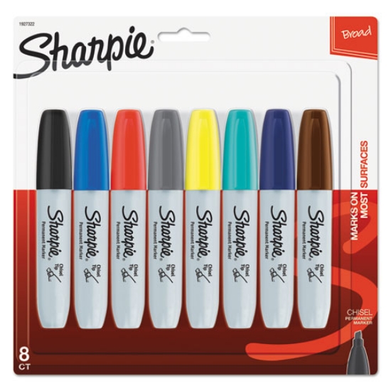Picture of Chisel Tip Permanent Marker, Medium Chisel Tip, Assorted Fashion Colors, 8/pack