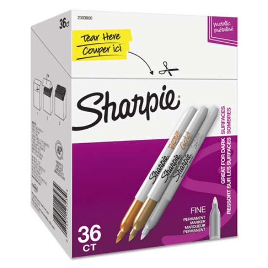 Picture of Metallic Fine Point Permanent Marker Value Pack, Fine Bullet Tip, Assorted Colors, 36/pack