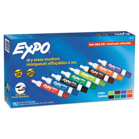 Picture of Low-Odor Dry Erase Marker Office Value Pack, Broad Chisel Tip, Assorted Colors, 192/pack