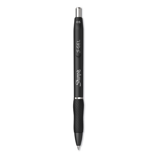 Picture of S-Gel High-Performance Gel Pen, Retractable, Fine 0.5 Mm, Black Ink, Black Barrel, Dozen