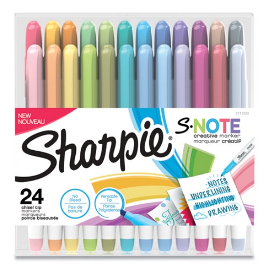 Picture of S-Note Creative Markers, Assorted Ink Colors, Chisel Tip, Assorted Barrel Colors, 24/pack