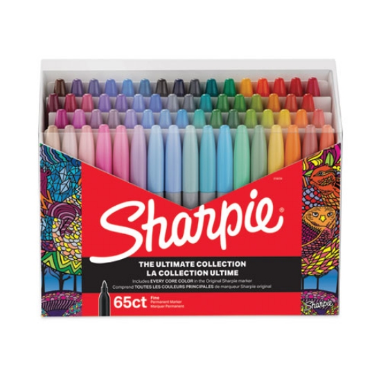 Picture of Fine Tip Permanent Marker, Fine Bullet Tip, Assorted Colors, 65/Pack