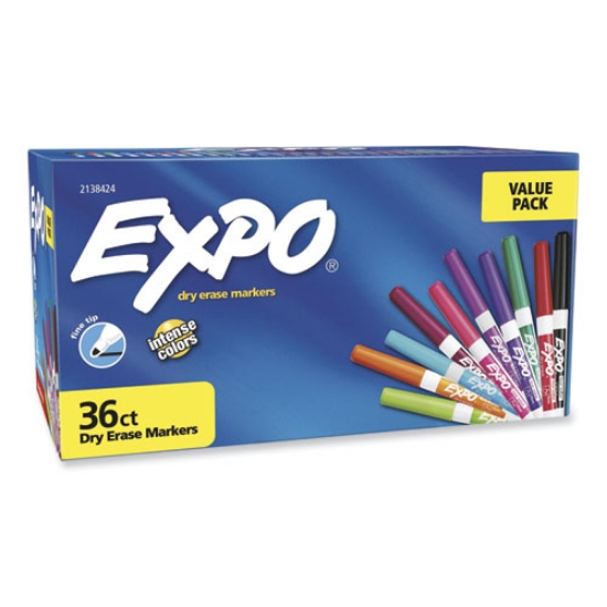 Picture of Low Odor Dry Erase Vibrant Color Markers, Fine Bullet Tip, Assorted Colors, 36/pack
