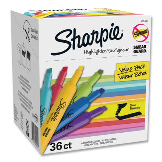Picture of tank style highlighters, assorted ink colors, chisel tip, assorted barrel colors, 36/pack