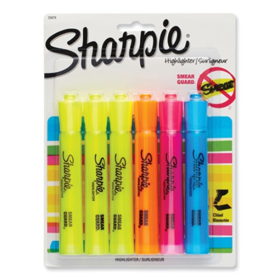 Picture of Tank Style Highlighters, Assorted Ink Colors, Chisel Tip, Assorted Barrel Colors, 6/set
