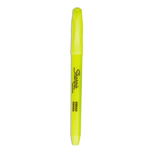 Picture of Pocket Style Highlighters, Fluorescent Yellow Ink, Chisel Tip, Yellow Barrel, Dozen