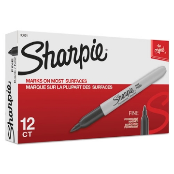 Picture of Fine Tip Permanent Marker, Fine Bullet Tip, Black, Dozen