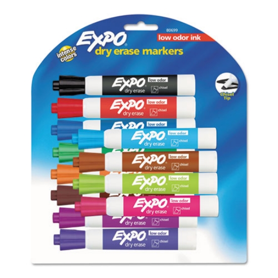 Picture of Low-Odor Dry-Erase Marker, Broad Chisel Tip, Assorted Colors, 12/set
