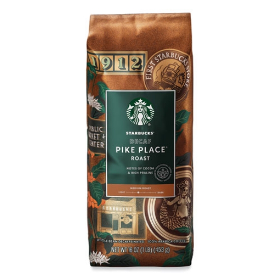 Picture of Whole Bean Coffee, Decaffeinated, Pike Place, 1 lb, Bag