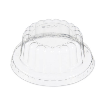 Picture of Flat-Top Dome PET Plastic Lids, For 3.5 oz Containers, 3.13" Diameter x 1.25"h, Clear, 1,000/Carton