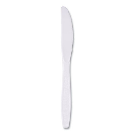 Picture of Guildware Extra Heavyweight Plastic Cutlery, Knives, White, 100/Box, 10 Boxes/Carton