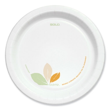 Picture of Bare Eco-Forward Clay-Coated Paper Dinnerware, ProPlanet Seal, Plate, 8.5" dia, Green/Tan, 125/Pack, 4 Packs/Carton