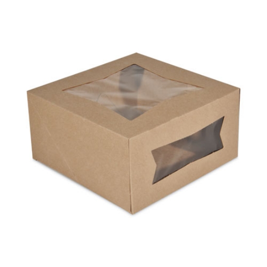 Picture of Kraft Window Bakery Boxes, 8 x 8 x 4, Brown, Paper, 150/Carton