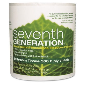 Picture of 100% Recycled Bathroom Tissue, 2-Ply, White, 500 Sheets/roll, 48 Rolls/carton