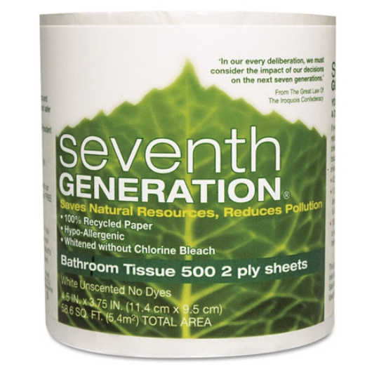 Picture of 100% Recycled Bathroom Tissue, 2-Ply, White, 500 Sheets/roll, 48 Rolls/carton